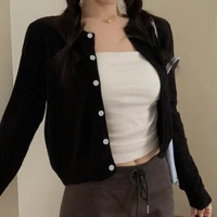 Alobee Red Cardigan Knit Early Autumn Women Clothes New 2024 Outdoor Crop Sweater Outerwear Long Sleeve Top Bottoming Shirt - Image 3