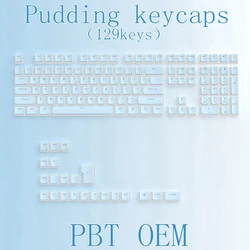 OEM Profile PBT Material Transparent Pudding Keycaps - 129 Keys Set (Pudding keycap Blue)