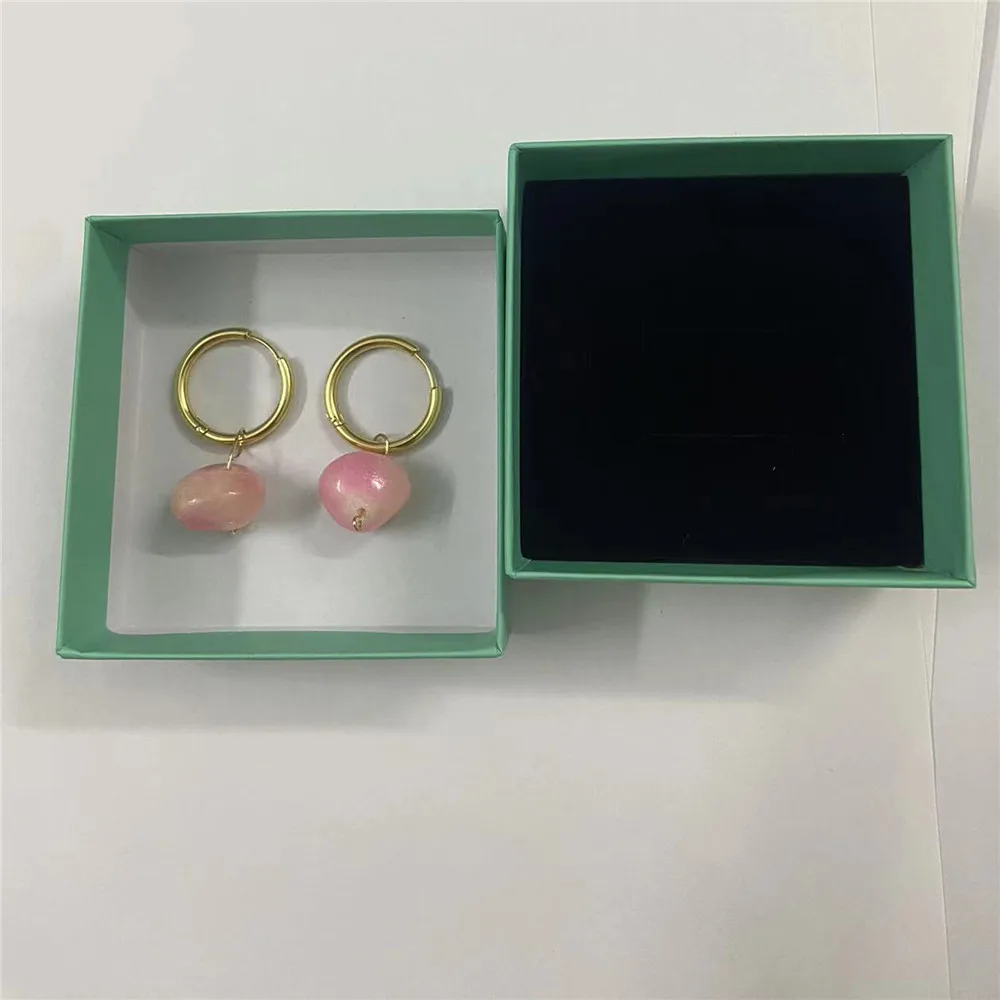 Earrings Fashion Gold Color Metal Carving Pattern Inlaid Moonstone Drop Earrings for Women Jewelry