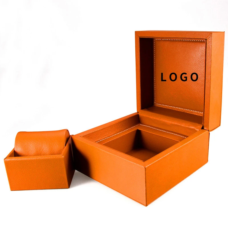 Luxury High Grade Orange Watch Box PU Leather Watch Storage Box Case Organizer for Automatic Watch Organizer Logo Customization