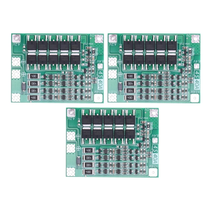 

3X 4S 40A Li-Ion Lithium Battery 18650 Charger Pcb Bms Protection Board With Balance For Drill Motor 14.8V 16.8V Module