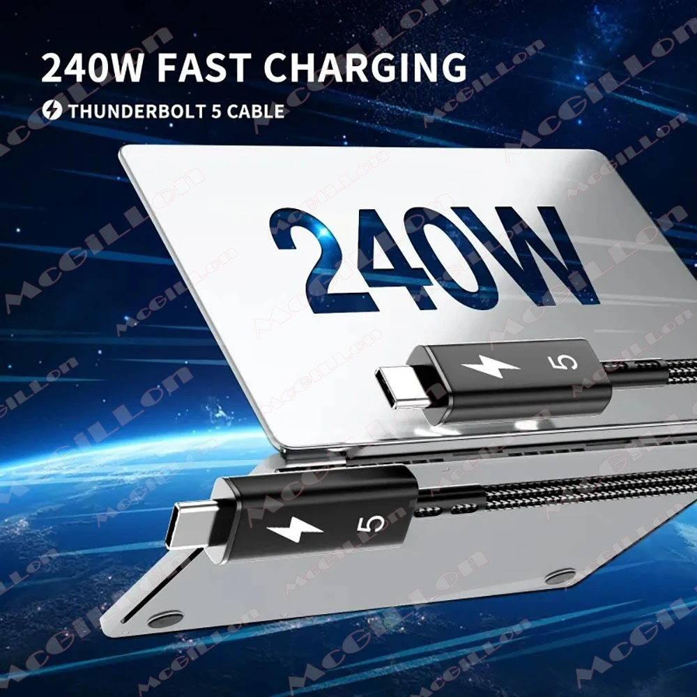 썬더볼트 5 케이블 타입 C 120Gbps USB4 Gen4 USB C to C 240W 충전 케이블 16K 호환 USB 5 썬더볼트 4/3 80Gbps eGPU용