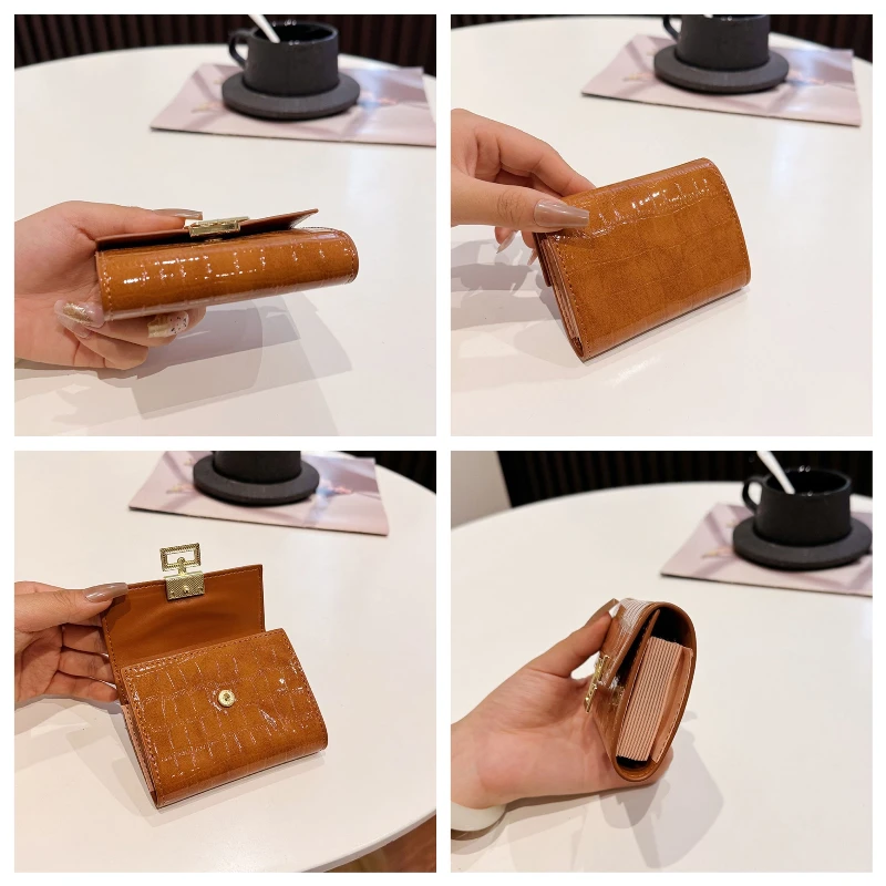 Elegant Red PU Leather Bi-fold Women's Wallet - Compact with ID Card Holder & Coin Purse