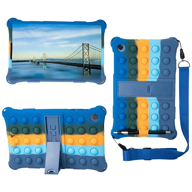 Versatile Silicone Bubble Tablet Case with Strap & Pen Holder