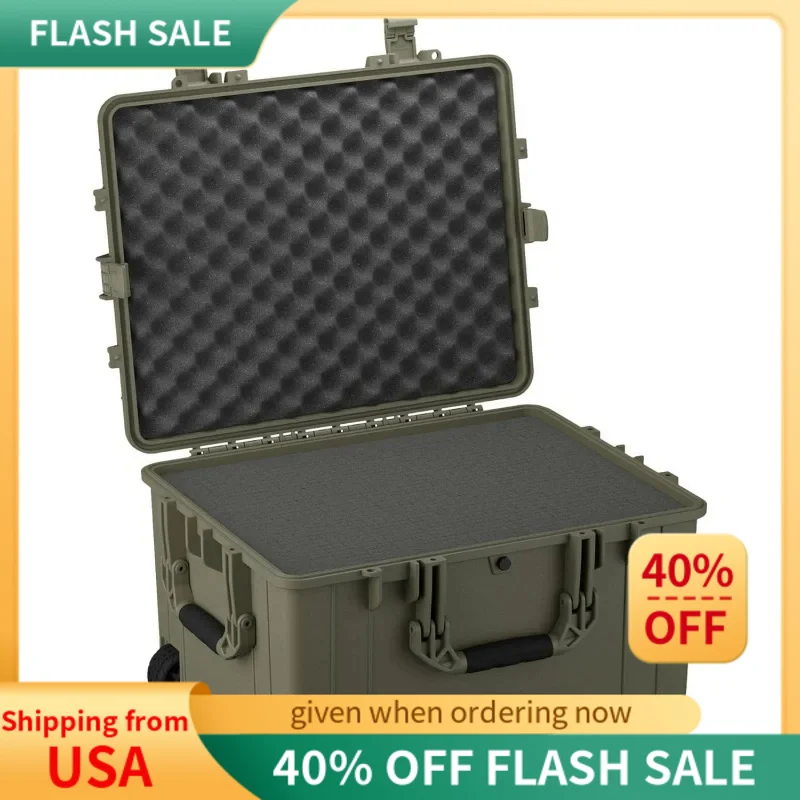 

Condition 1 Hard Plastic Case with Foam, Ranger Green - 24.58 x 19.58 x 14.60 - Wheels & Telescoping Handle - Use as Camera