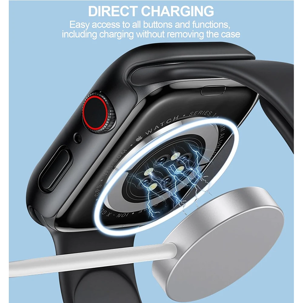 حافظة من الزجاج المقسى الأسود لساعة أبل سلسلة 10 4...