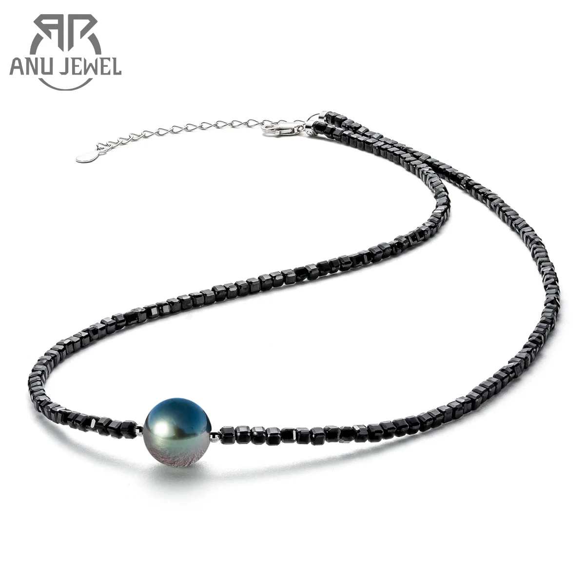 

Ожерелье AnuJewel 9-10 мм из таитянского черного жемчуга 18K ожерелье ручной работы с черными кристаллами ожерелье Подарки для женщин ювелирные изделия оптом