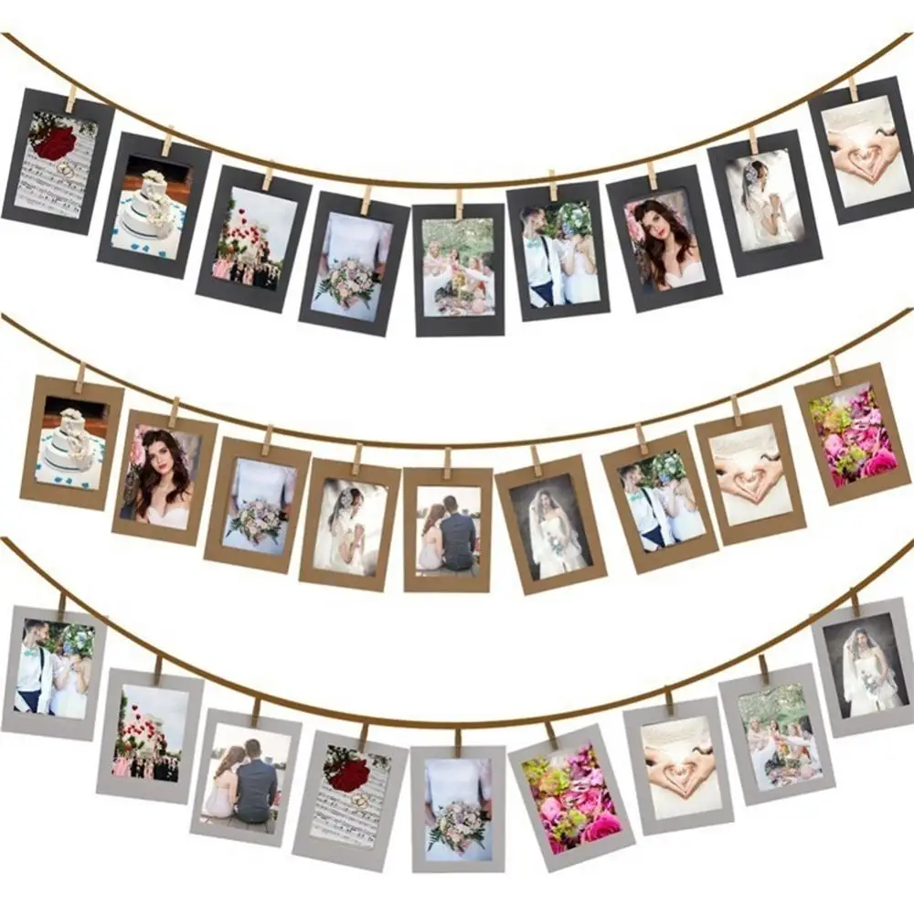 Photo Frame 220cm 6 Inch Paper Photo Frame With Clips Picture Holder Baby Shower Birthday Party Decor Combination Paper Frame Home Album