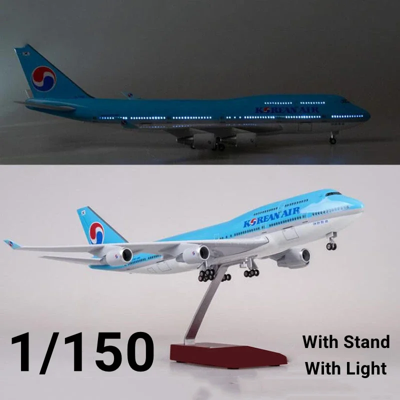 

New 1/150 47CM Airplane B747-400 Aircraft Korea Korean International Airline Model Light Diecast Plane Airliner Collection Toys