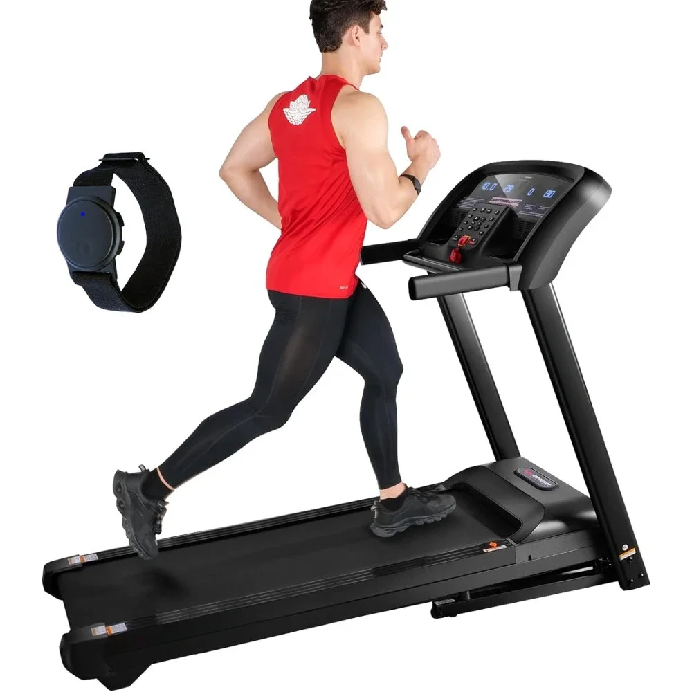 Folding Treadmill with Auto Incline 15% Ultra Large Running Area Heart Rate Monitor Armband HRC Training for Home Walking