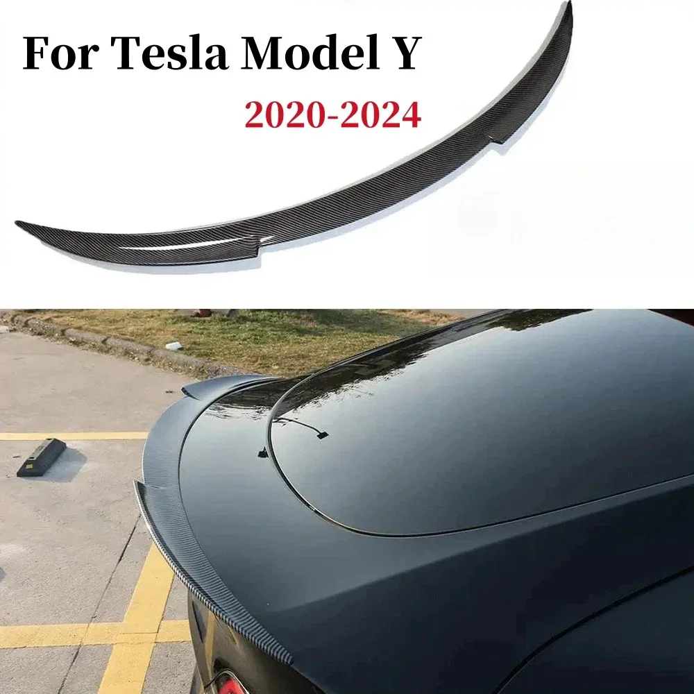 

Rear Spoiler Wings for 2020-2024 Tesla Model Y Rear Trunk ABS Spoiler Lip Tail Wing Trunk Lid Accessories Carbon Fiber