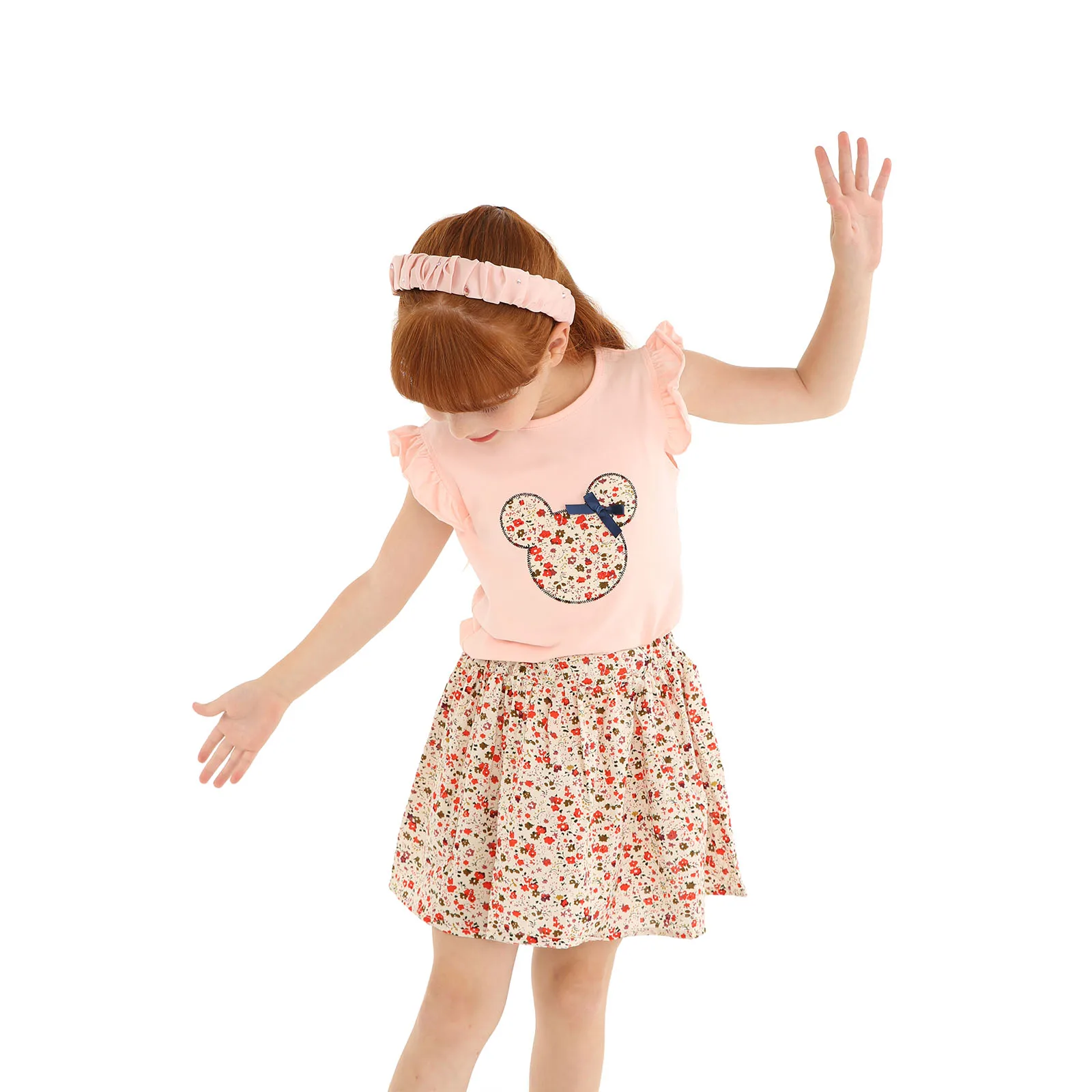 Cute Girls Clothes Sets Floral 2Pcs Cartoon Kids Ruffle Sleeve Tank Top and Skirt Outfits for Girl Clothing Adorable kids clothing set,girls clothing set