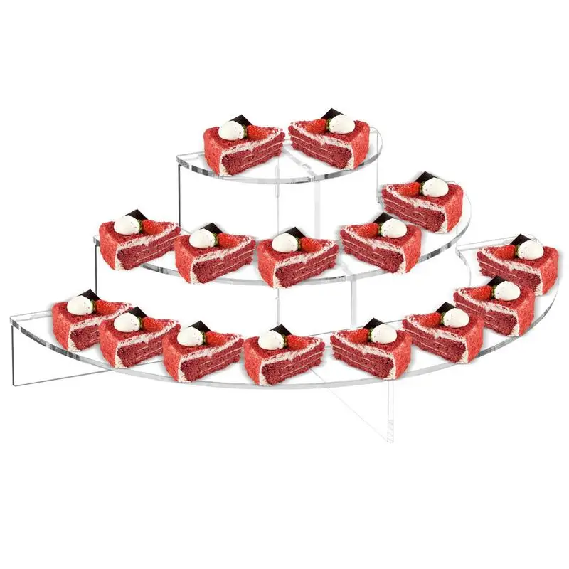 Alzata Per Torta In Acrilico Acrilico 3 Livelli Espositore Per Torta Trasparente Riser Half Moon Shape Countertop Dessert Display Riser Torretta Per C