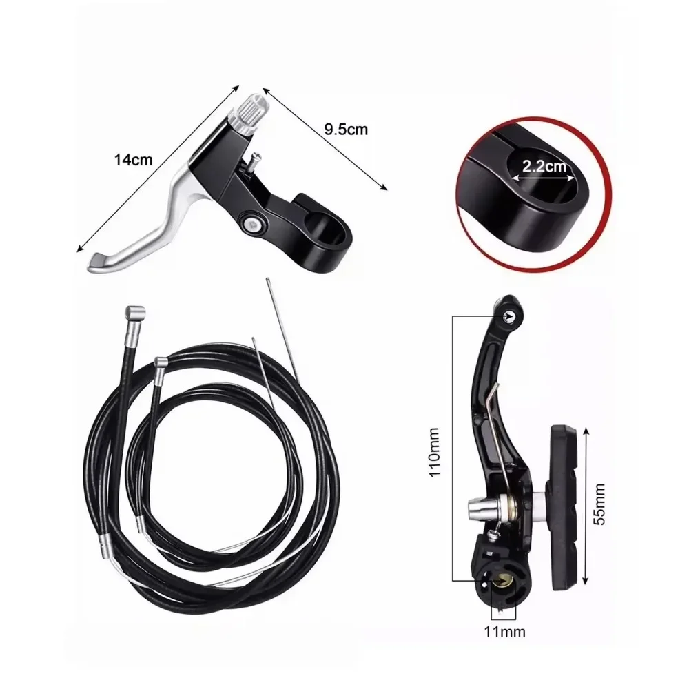 Cycling Bike V-Type Brake Set with Calipers Levers Cables Bicycle Accessories Mountain Bike Road Braking System Replacement