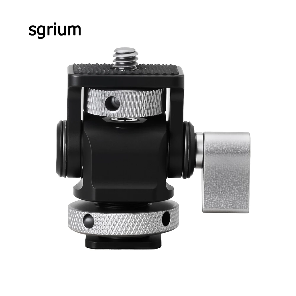 스그리움 DSLR 카메라 클램프 조절 가능한 모니터 마운트 콜드 슈 안티 트위스트 1/4인치 나사 모니터 플래시 라이트 DIY 부속품