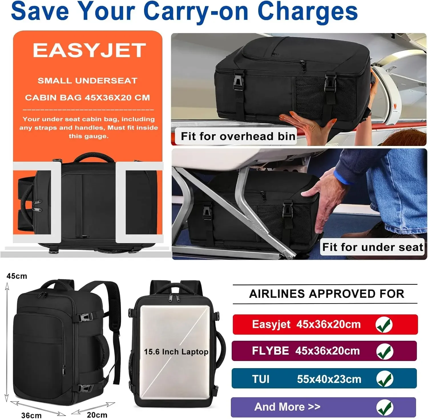 Cabin Bag Equipaje Mano Easyjet Maleta Cabina Carry On Luggage