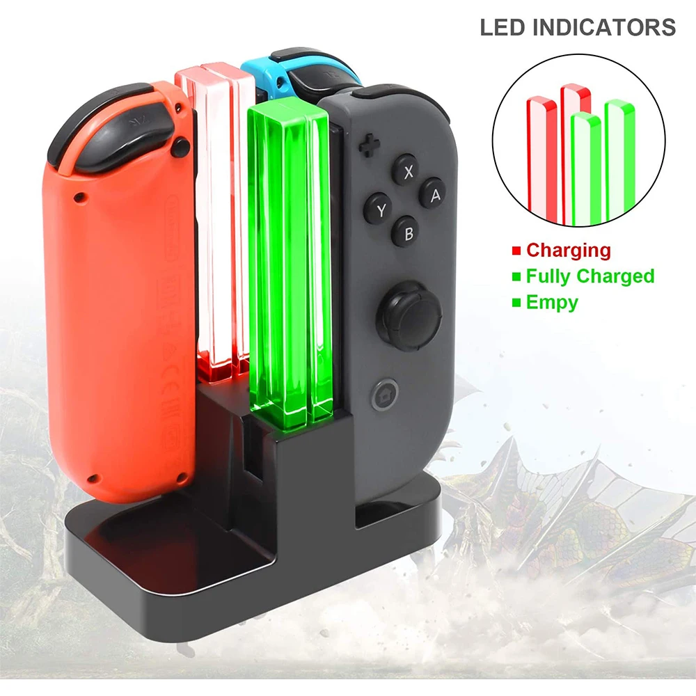 Controller Charger Dock Controller Charging Base Nintendo Switch Charger Switch Charger Controller Charger Nintendo Charger For Nintendo Switch 4 in 1 Controller Charger LED Indicator Charging Dock Station Nitend for Nintendoswitch NS OLED Accessories