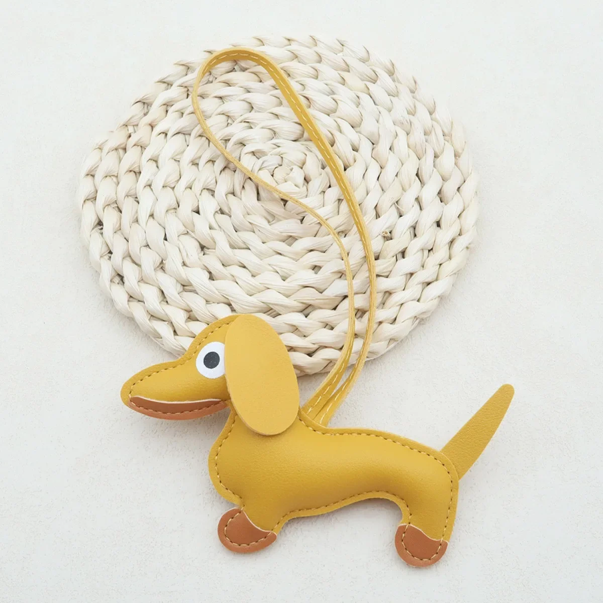 Dachshund Keychain Leather Charm - Detail Shot 10
