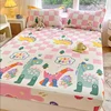 Fitted Sheet with Elastic Band 100% Cotton + 2pcs Pillowcase Soft Cartoon Space Printed Children Boys Girls Bed Mattress Cover 2
