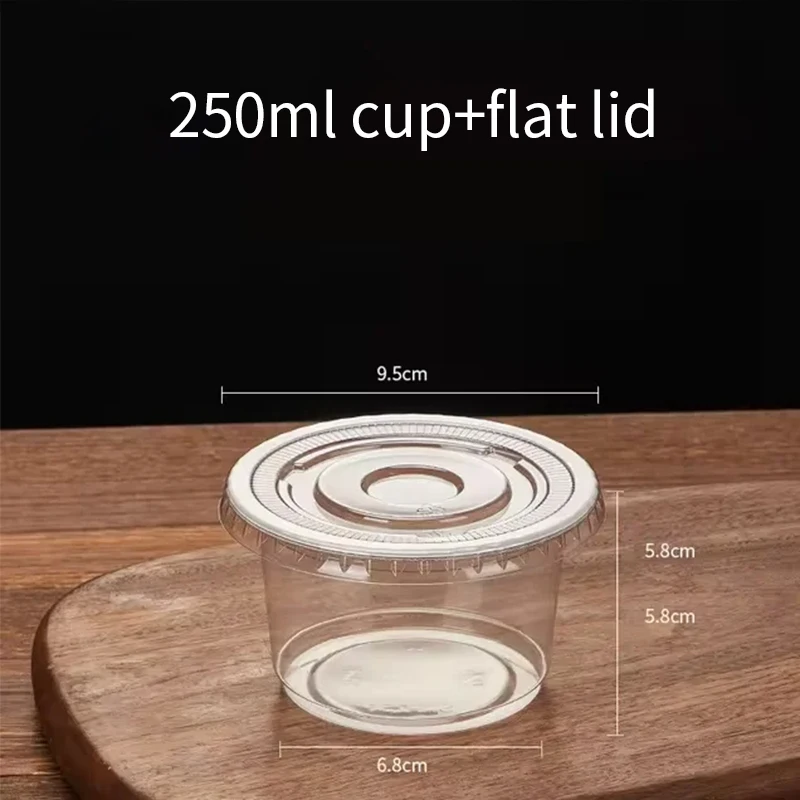 גביע סלט חד פעמי כוסות קינוח פלסטיק שקופות קערות מיכל עם כיפה/מכסה שטוח לקאפק 50 יח/100 יחידות