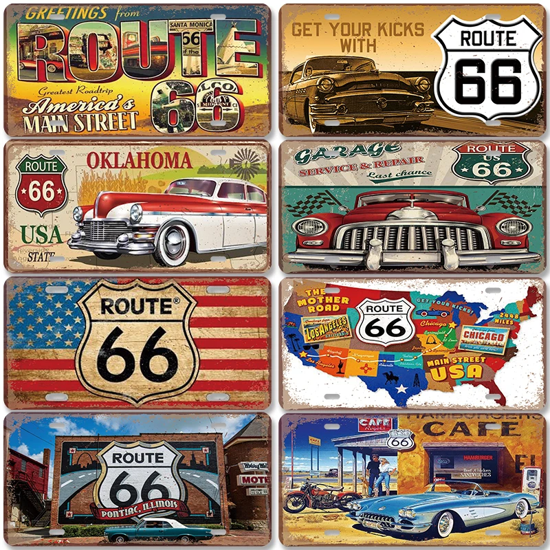 Route 66 targa in metallo targhe in metallo Vintage Moto Car Metal ...