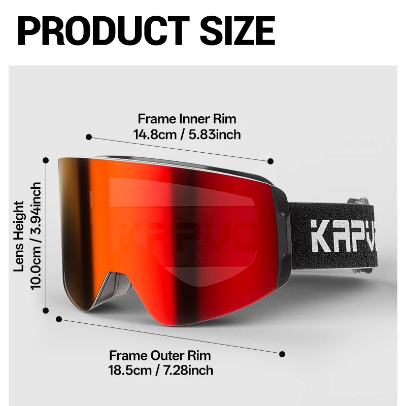 Kapvoe Snow Goggles Ski Magnetic Anti-Fog Lenses UV400 Protection Men Women UV400 Ski Goggles Sports Photochromic Hiking Eyewear