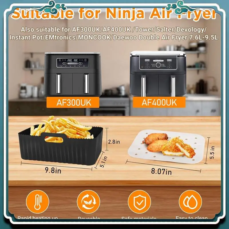 Air Fryer Spare Parts For Ninja Air Fryer AF300UK AF400UK/Tower T17088/Salter/Devology, Silicone Liner