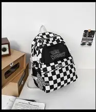  Retro Mori lattice alphabet color matching student schoolbag 2022 simple junior high school students large-capacity backpack 