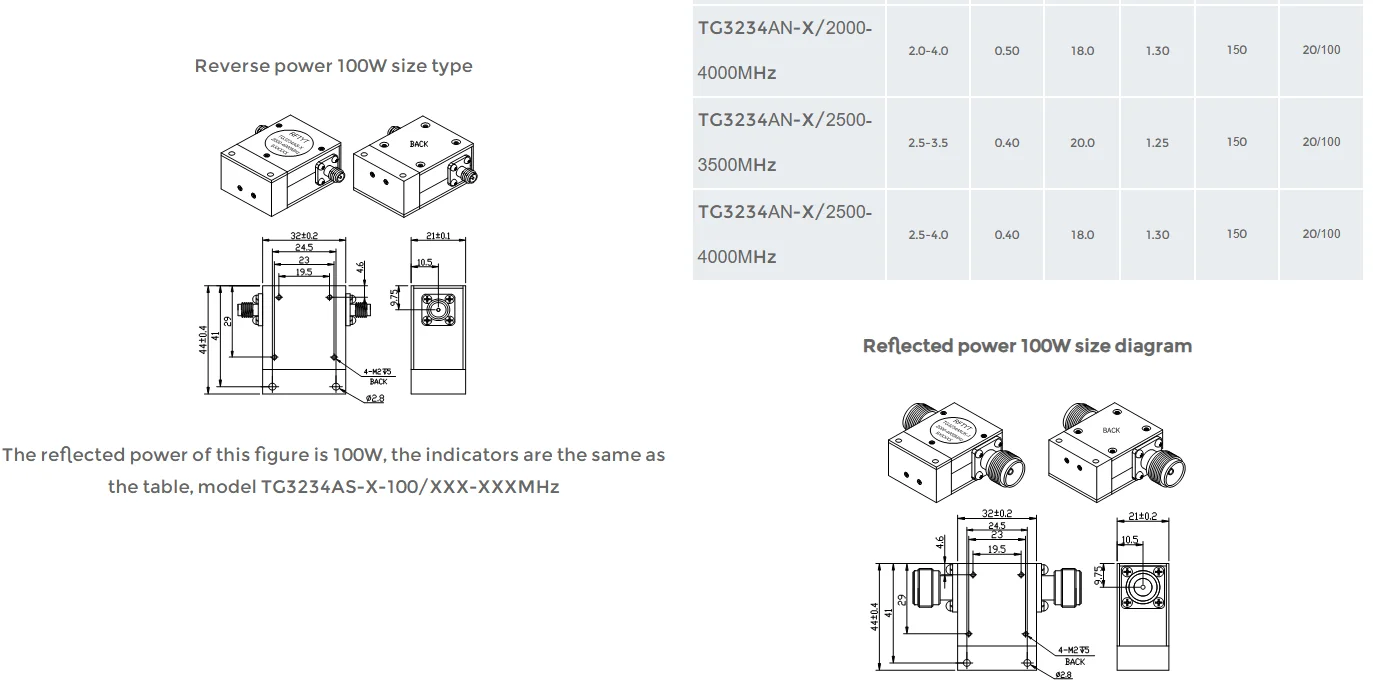 RFTYT TG3234AS/TG3234AN 2.0 to 4.0GHz Coaxial Isolator CW/CCW Waterproof isolato