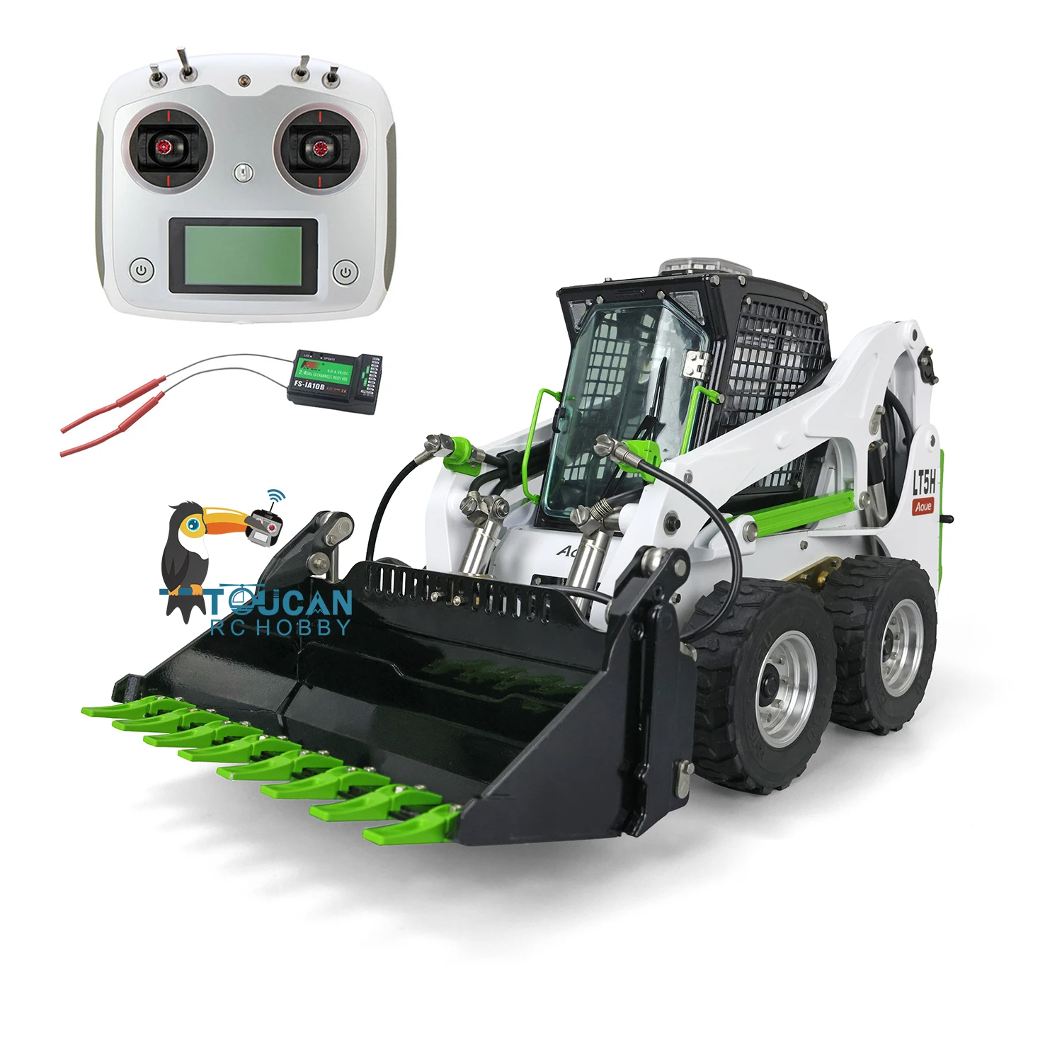 LESU 1/14 RC Hydraulic Loader Wheeled Skid-Steer Aoue LT5H I6S Rotating Sound Light Charger ESC Motor RC Model Toys THZH1280 2