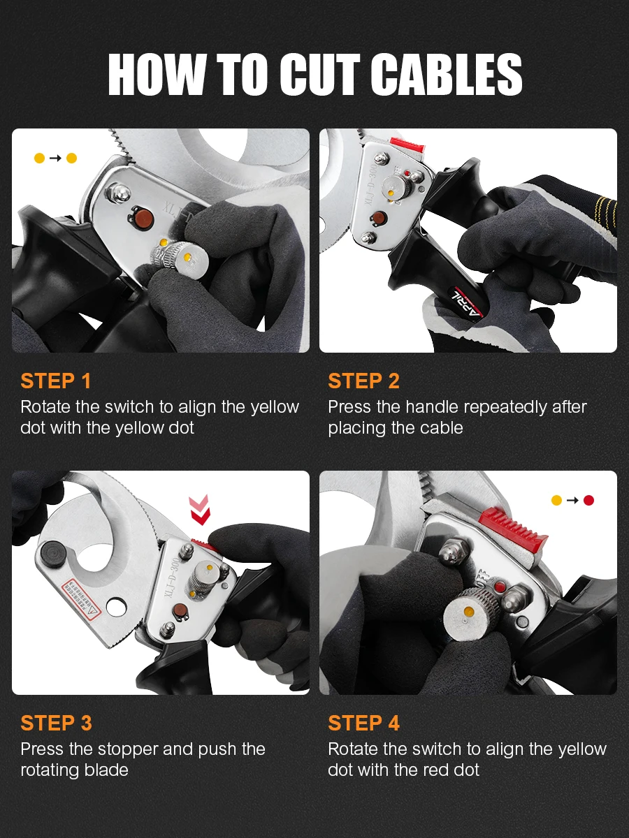 Ratchet Wire Cutters for 300mm² /500mm² Cu/Alu Cable Cutters XLJ-D-300/XLJ-D-500 Manual Gear Cable Scissors Hydraulic Tools 6