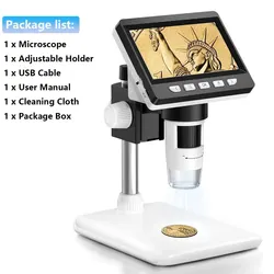 Portable 4.3-Inch 1080P High-Precision Digital Microscope with 50-1000x Zoom and 2000mAh Battery - 1000X (4.3 inch 1080P White)