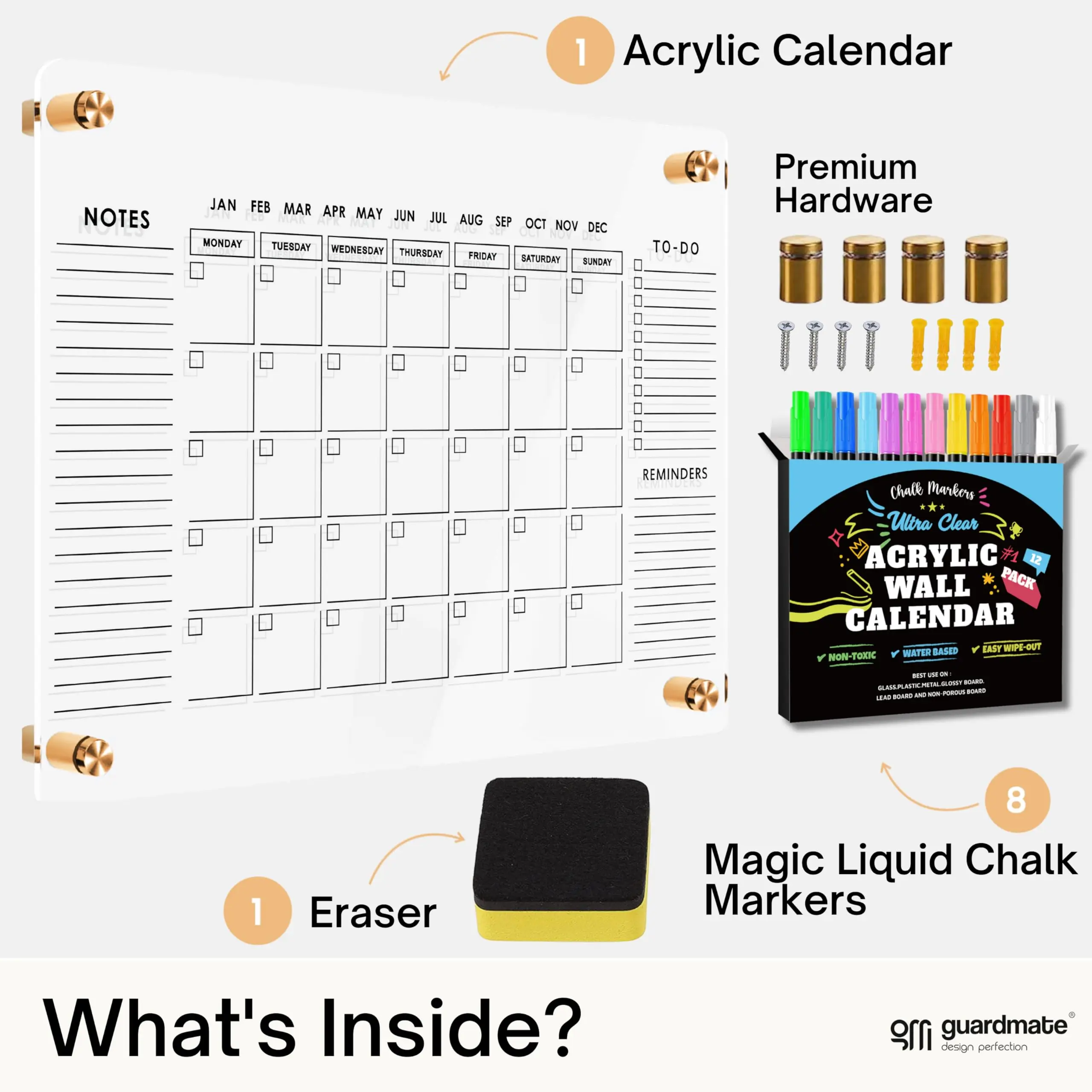 Large Oversize Crystal Clear Acrylic Wall Calendar Dry & Erase Board 40 X 60 Monthly Family Calendar Home Office Glass Cal