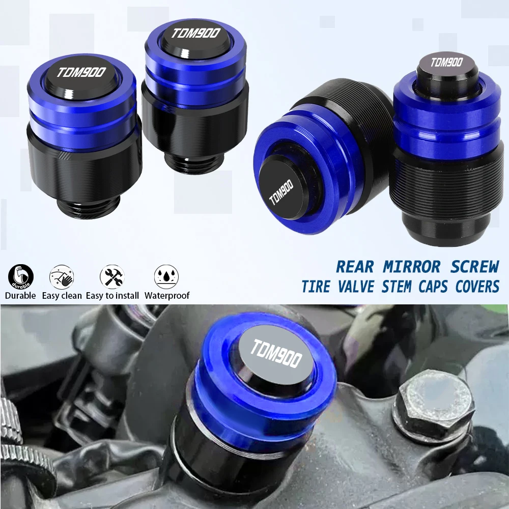

Motorcycles Tire Valve Stem Caps Covers Rear Mirror Screw For YAMAHA TDM900 2004-2014 2013 2012 2011 2010 2009 2008 2007 TDM 900
