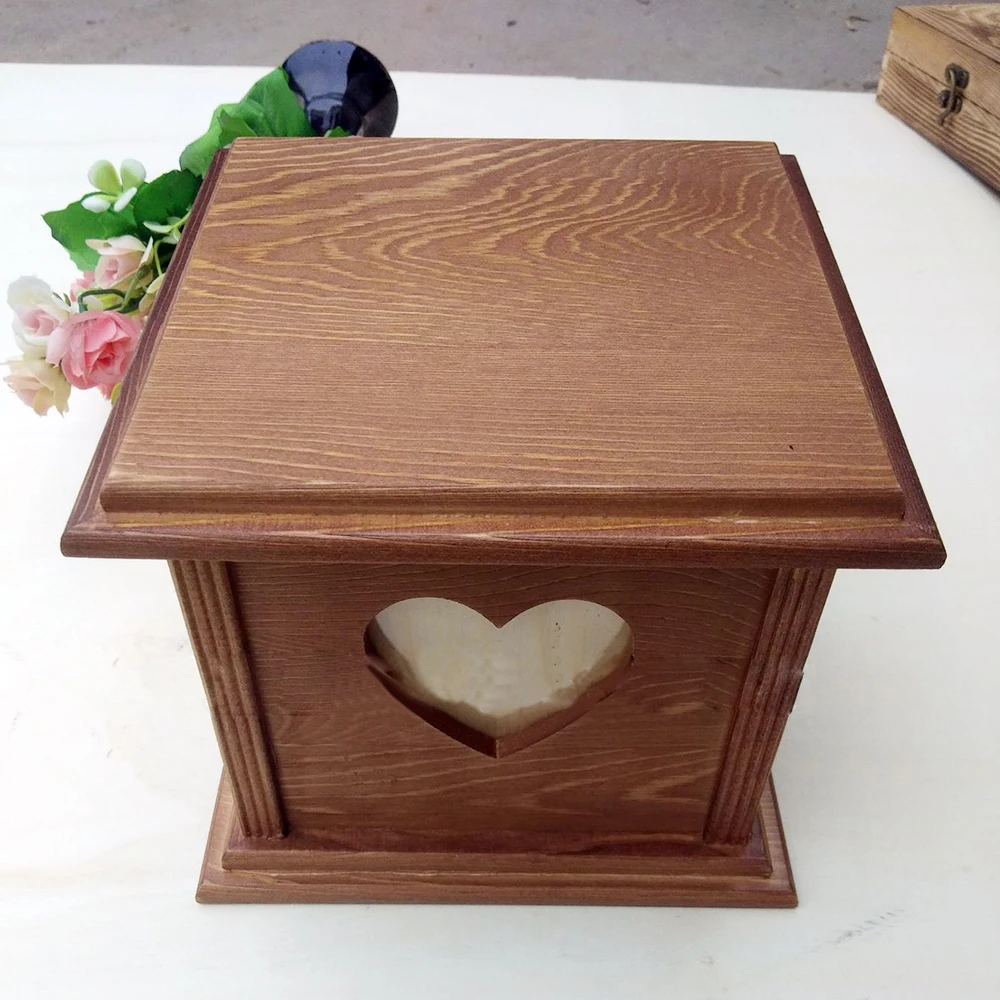 

Wood Pet Casket Dog Cat Urns Photo Box Pet Cremation Urn Funeraire Memorial Keepsake Small Animal Urn