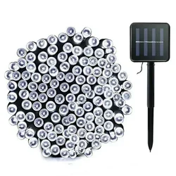 Outdoor Waterproof Solar Fairy String Lights for Garden and Holiday Decoration (White)