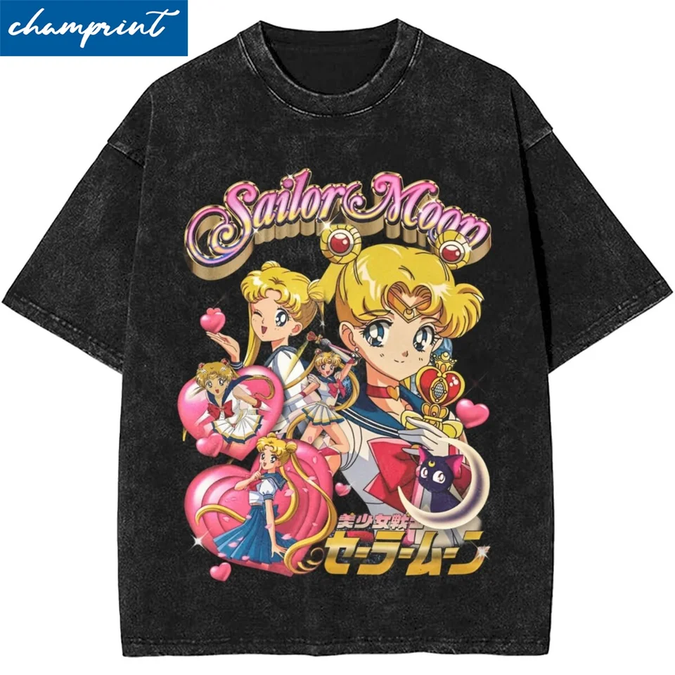 T-shirt Homme Sailor Moon Vintage – Années 2000, Noir Et Blanc, Taille L