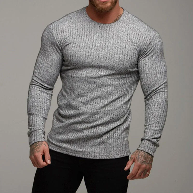 Nuovi sport autunno inverno fitness da uomo casual da uomo slim maglia a maniche lunghe T-shirt da uomo 1