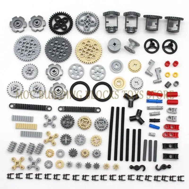 116Pcs Moc High-Tech Bulk Gear Cross Axle Pin Conector Wheels Car Building Brick Blocks Compatibile Con I Giocattoli Tecnici