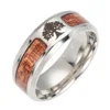 Stainless Steel Jewelry Inlaid Acacia Half Circle Life Tree Ring 1