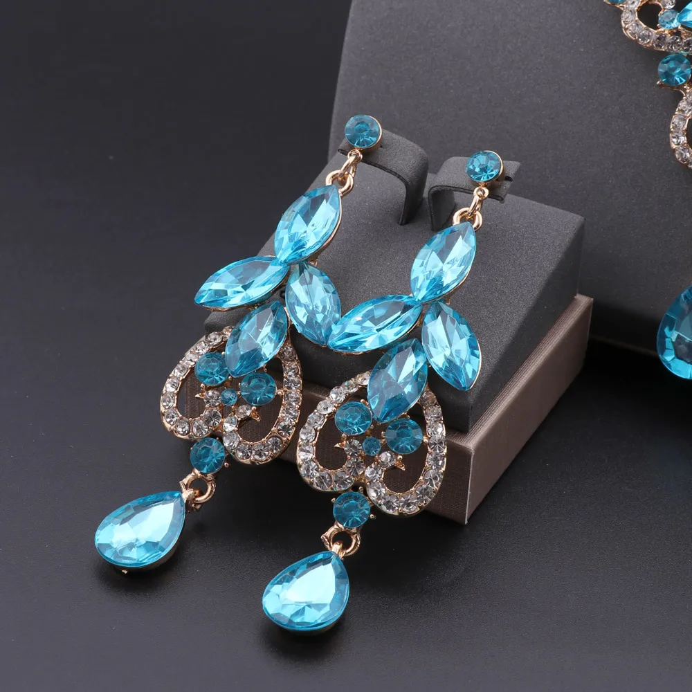 Fashion Rhinestone Wedding Jewelry Sets For Brides Prom Party
