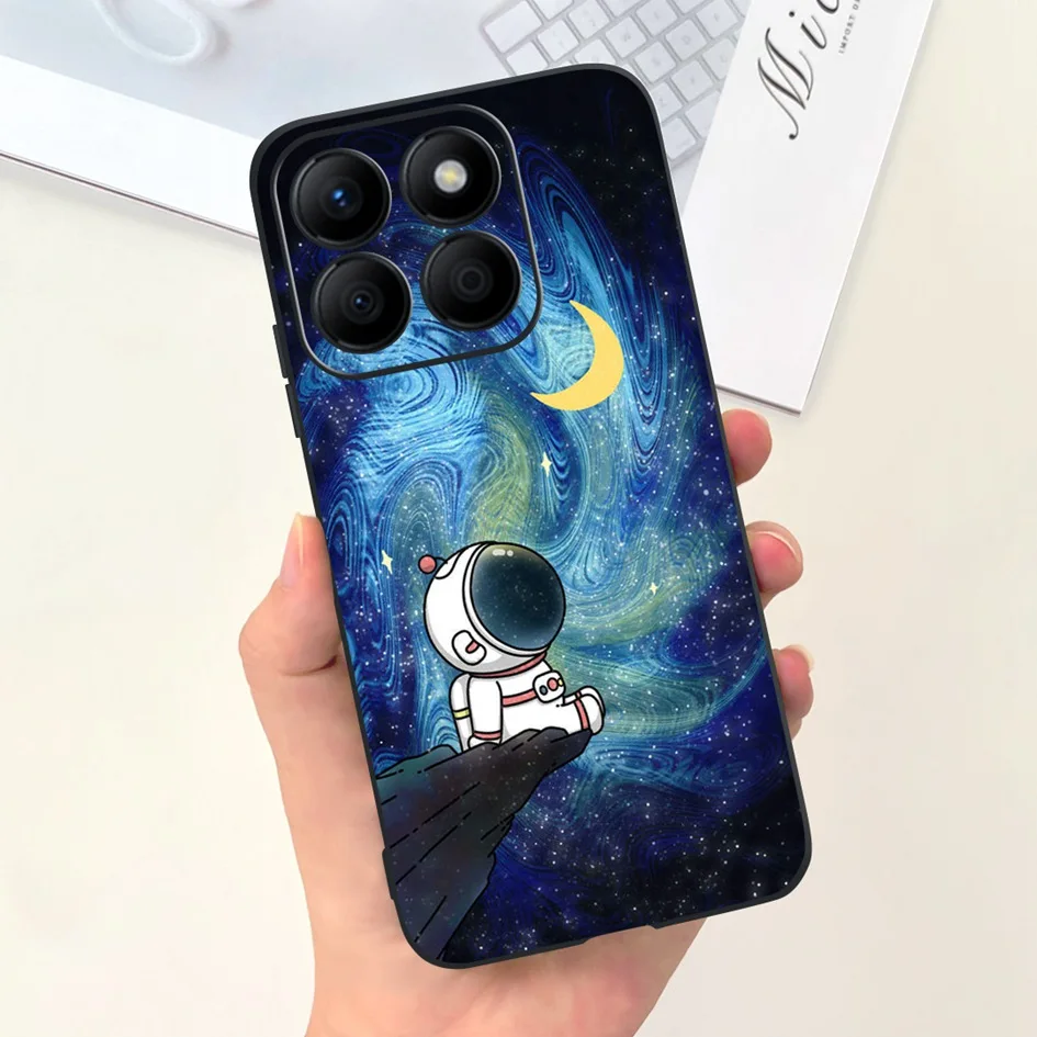 Stylish Floral Moon Soft Silicone Case - Artistic Back Cover