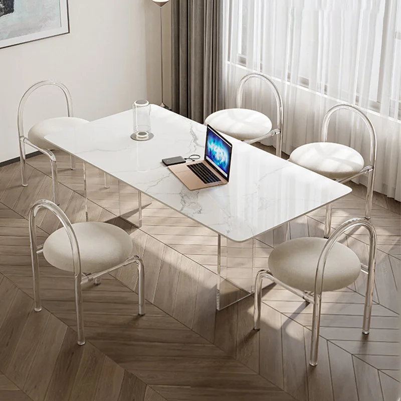 Modern Tables Chairs Set Acrylic Luxury Furniture Restaurant Coffee 4 Sets Dinning Room Side Marble Dining Table