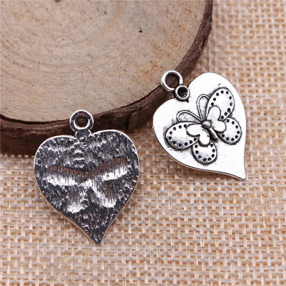 

Phone Pendant Butterfly Heart Charms For Jewelry Making 25x20mm 4pcs