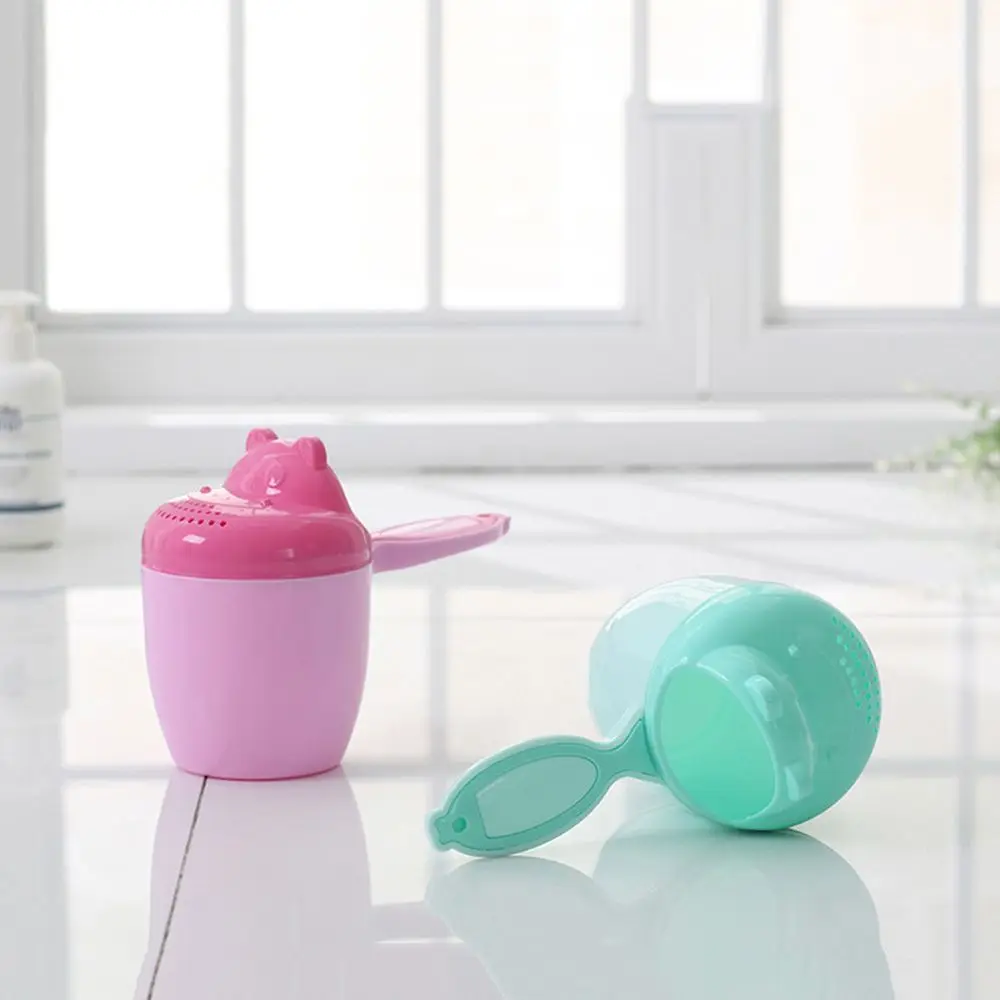 Baby Spoon Shower Cartoon Hippo Bear Swimming Head Watering Bottle Shower Head Wash Cup Kids Wash Hair Cup Baby Shampoo Cup