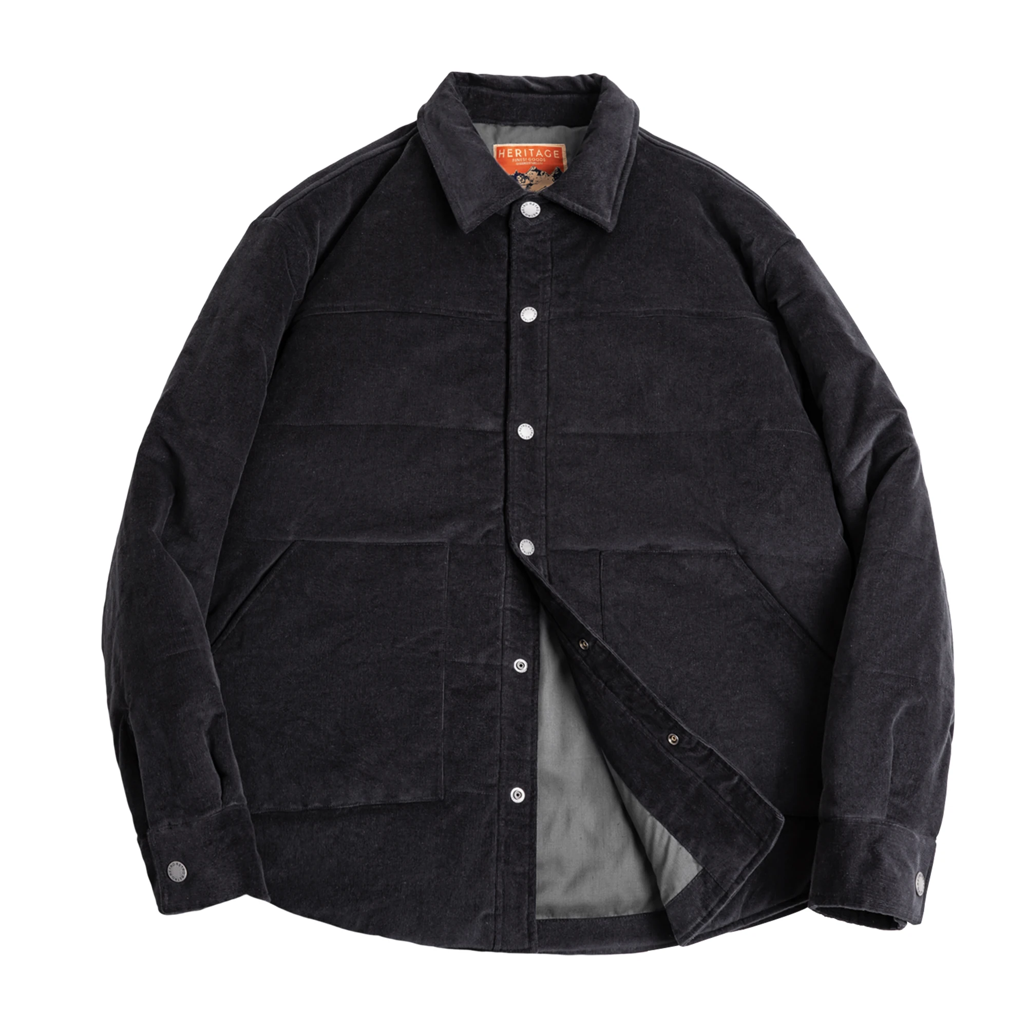 Maden Retro Corduroy Coat for Men Fall and Winter Stand-up