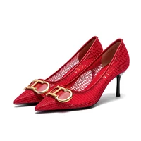 Heels Sandals 2025 Spring New Pointed Toe High Heels Mesh Upper Breathable Comfortable Banquet Wedding Shoes 1
