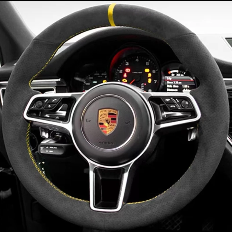 

Замшевый чехол рулевого колеса из алькантары, ручная работа, для Porsche Cayenne 911, Macan Panamera taycan 718, индивидуальная Настройка