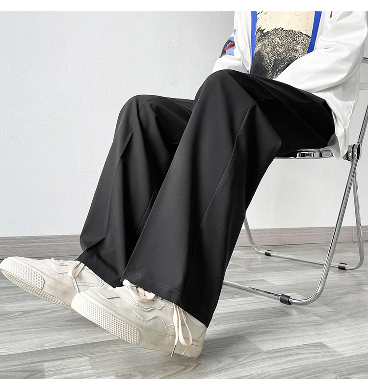 men blazer Gray/Blue/Black Suit Pants Men Fashion Society Mens Dress Pants Korean Loose Straight Wide Leg Pants Mens Formal Trousers M-3XL blazer suit