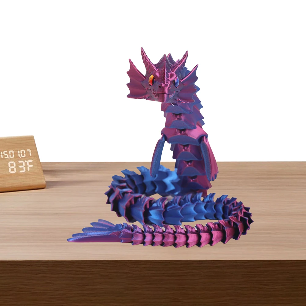 3D Printed Sea Dragon Articulated Dragon Fidget Toy Flexible Joints Figurine for Home Office Car Desk Decor